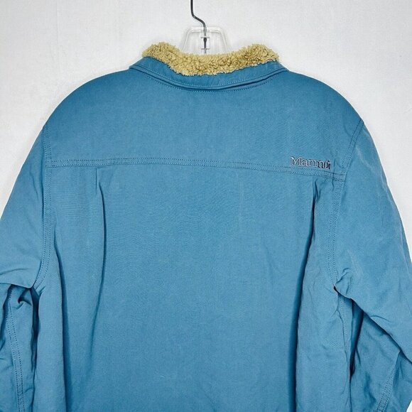 Marmot Sherpa Lined Ridgefield Shacket Jacket Blue Snap-Up Men's Sz M - Picture 6 of 9